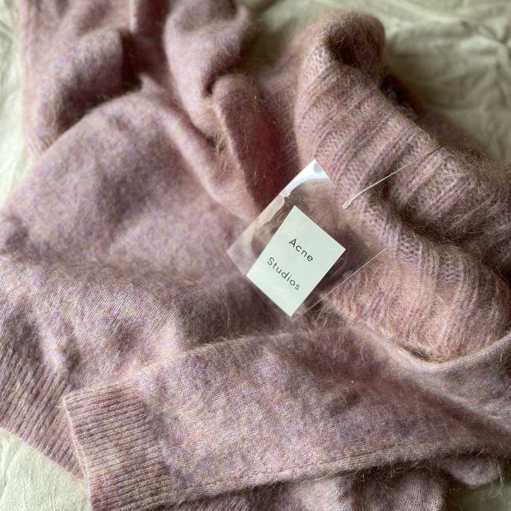 NWT XS Acne Studios Raze Mohair Purple Pink Cowl Turtleneck Sweater